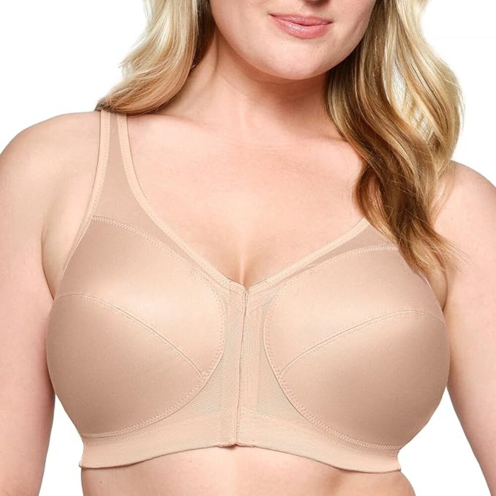 **HP!** Glamorise MagicLift Front-Closure Posture Back Bra in Cafe Nude, 44F